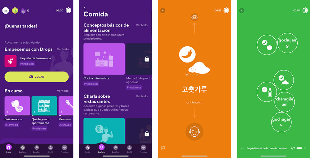 Aprender Coreano Gratis con app se llama Drop